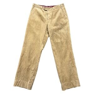 Vintage Maxim Mens Tan Wide Wale Corduroy Pants Flat Front Straight Leg 32x29.5